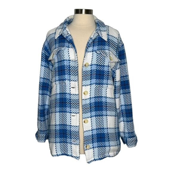Outerknown Cloud Weave Button Front Blanket Shirt Shacket Blue Size Medium - Picture 2 of 10